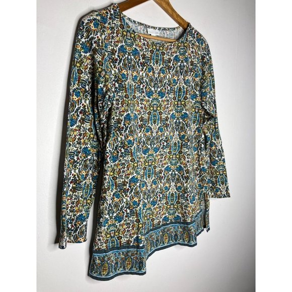J. Jill Women's Medium Long Sleeve Floral Tunic Top - Picture 2 of 10